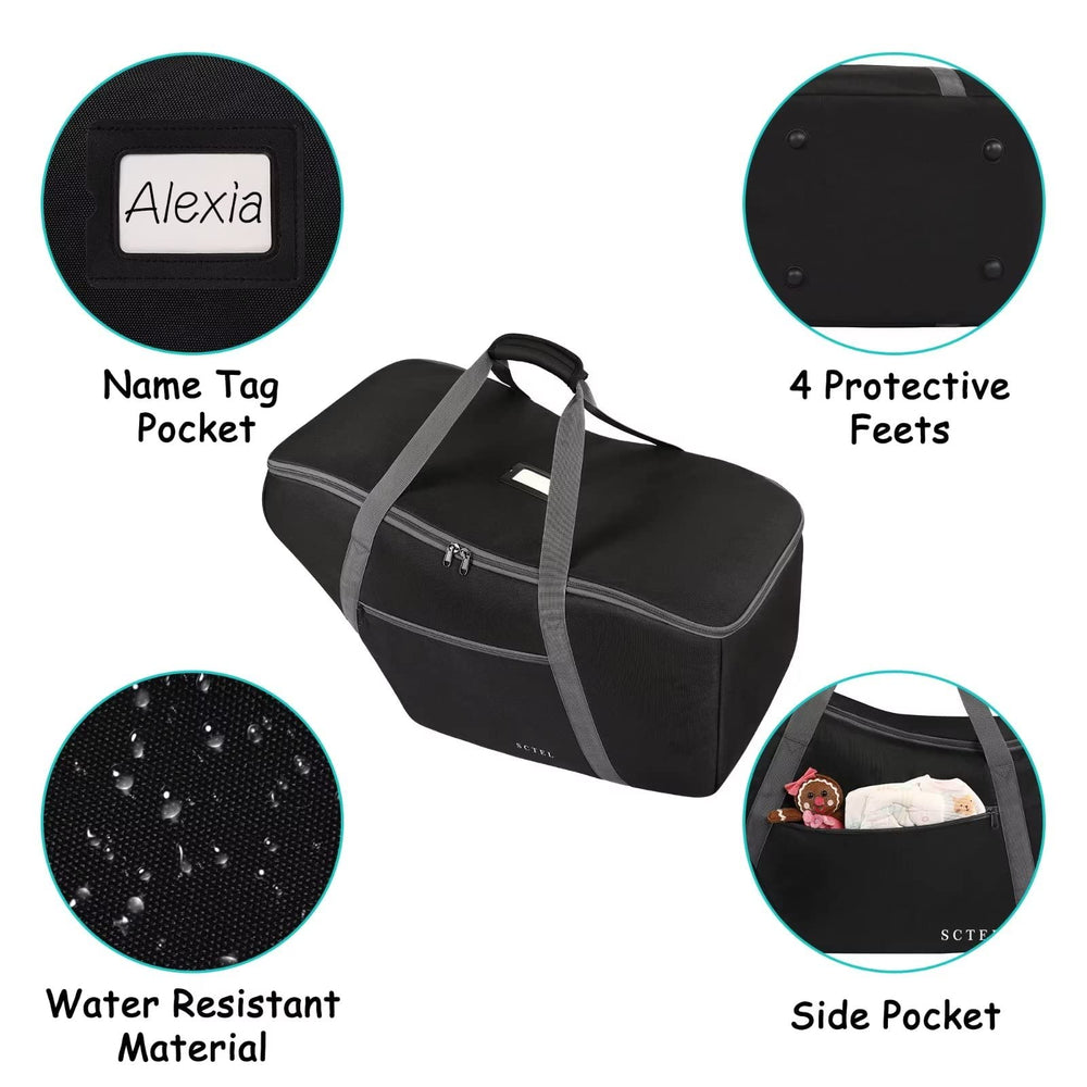 SCTEL car seat travel bag is airline-certified for smooth airport transitions.