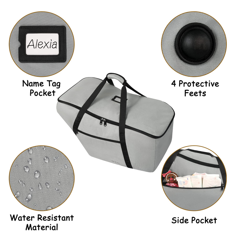 SCTEL airline-certified car seat travel bag ready for air travel