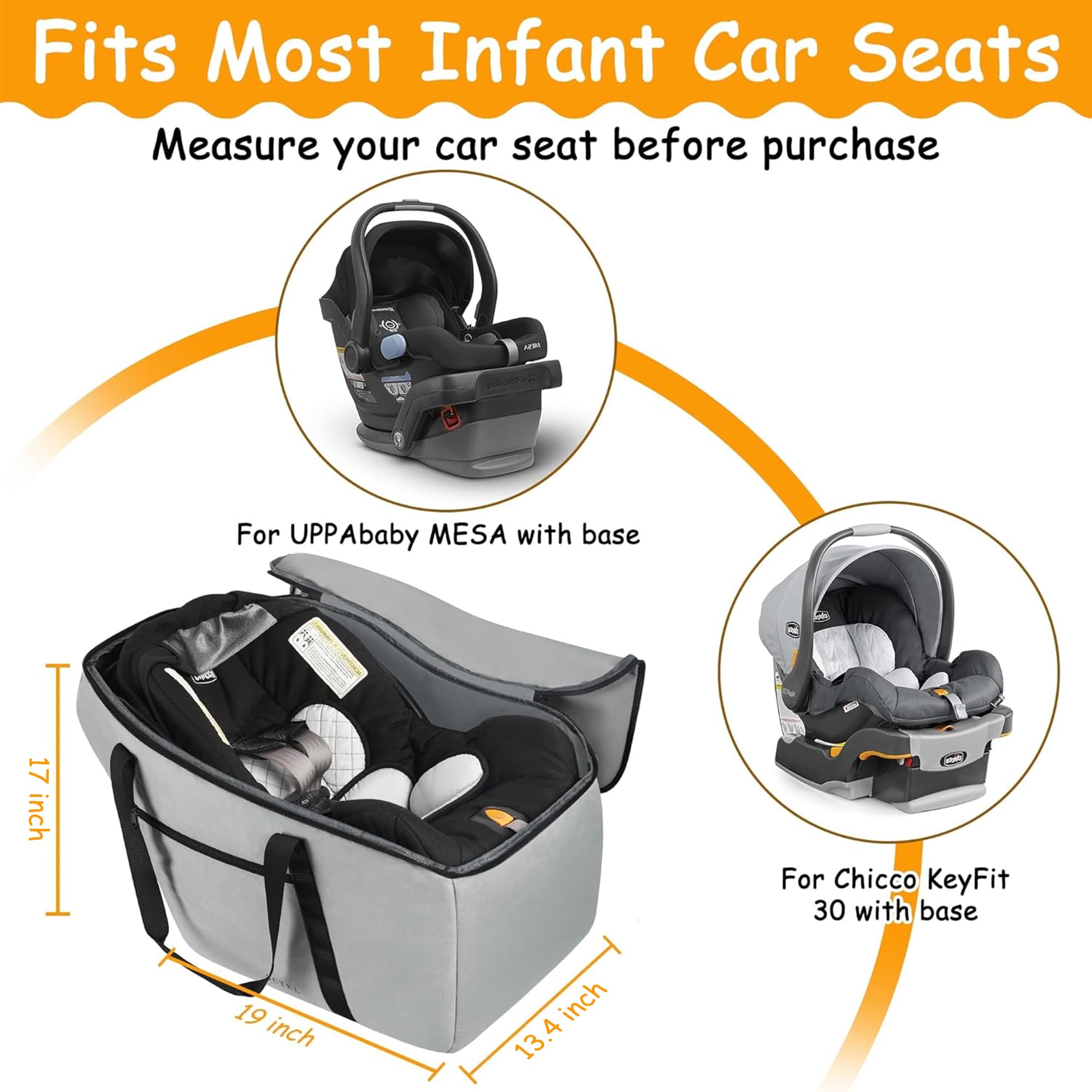 SCTEL travel bag made with 600D material for durable protection of your car seat