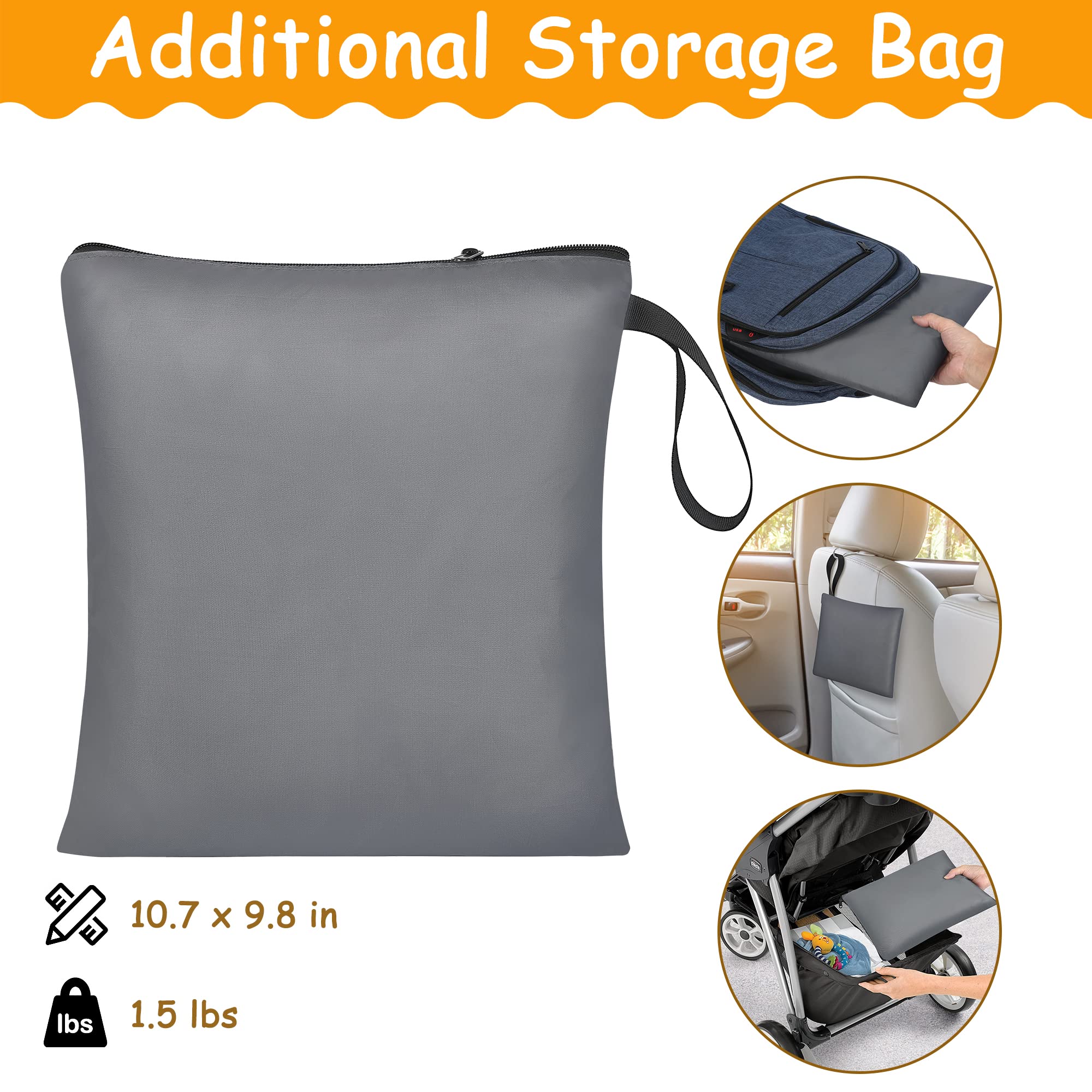 SCTEL gray car seat bag showing sleek design with ID tag for gate-check