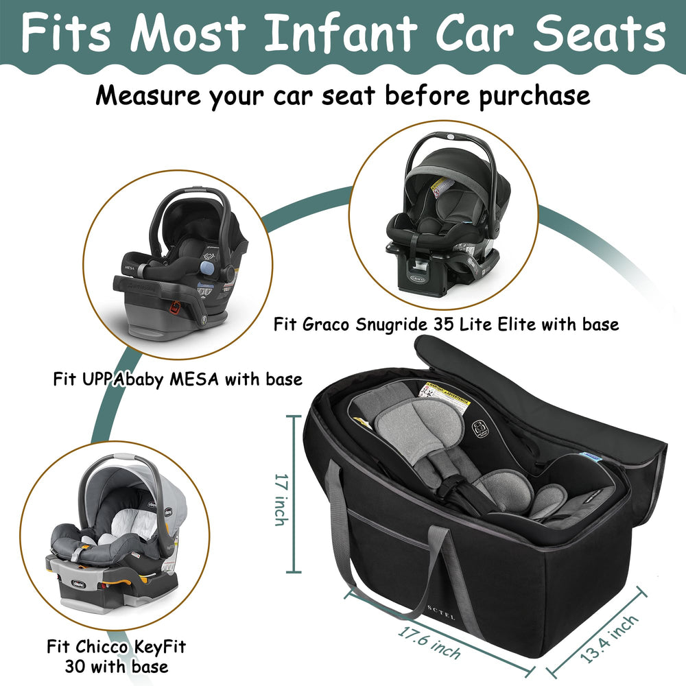 SCTEL car seat travel bag padded handles provide comfortable carrying.