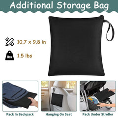 SCTEL car seat travel bag side pocket stores small items during travel.