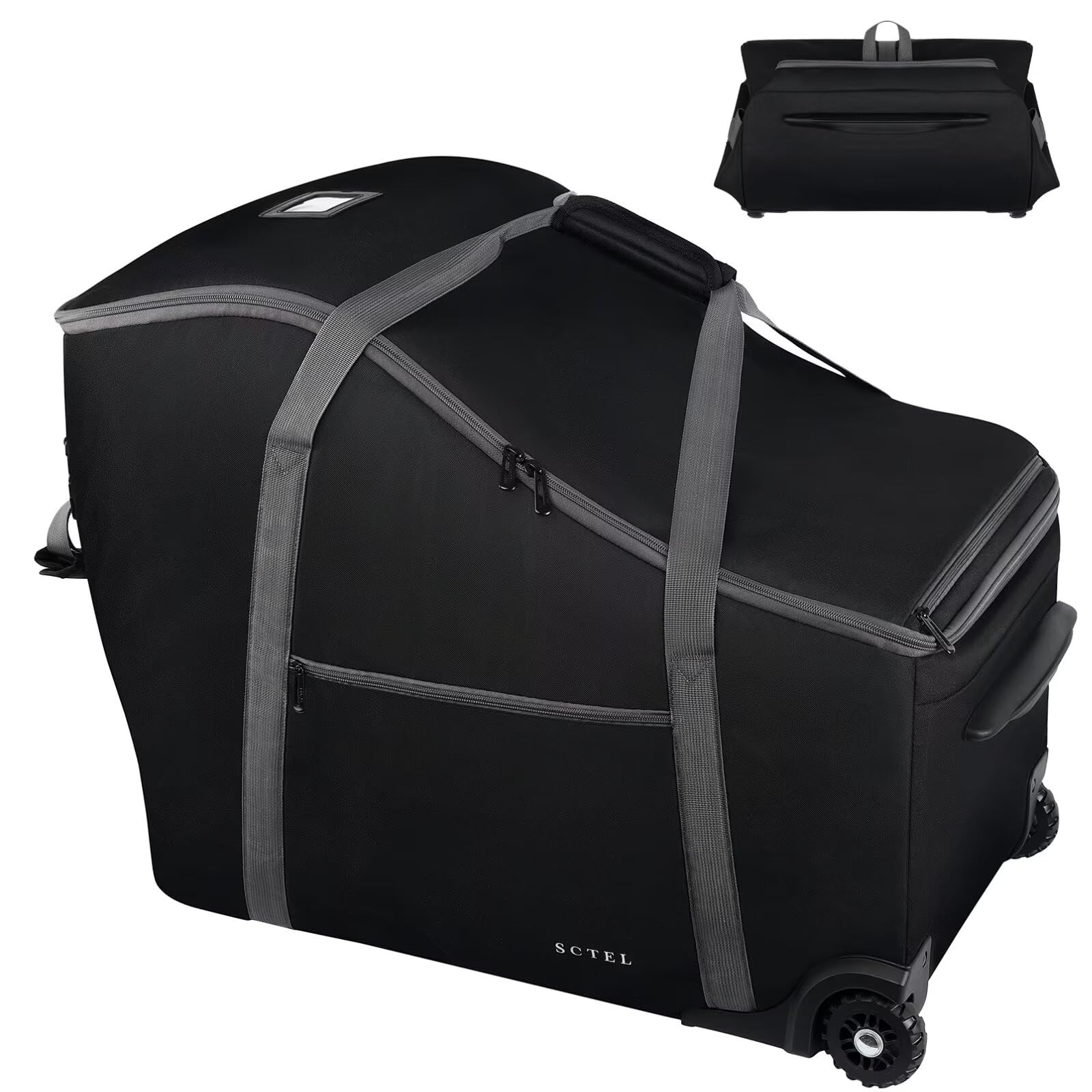 SCTEL infant car seat travel bag shows wide compatibility and protects seats during travel