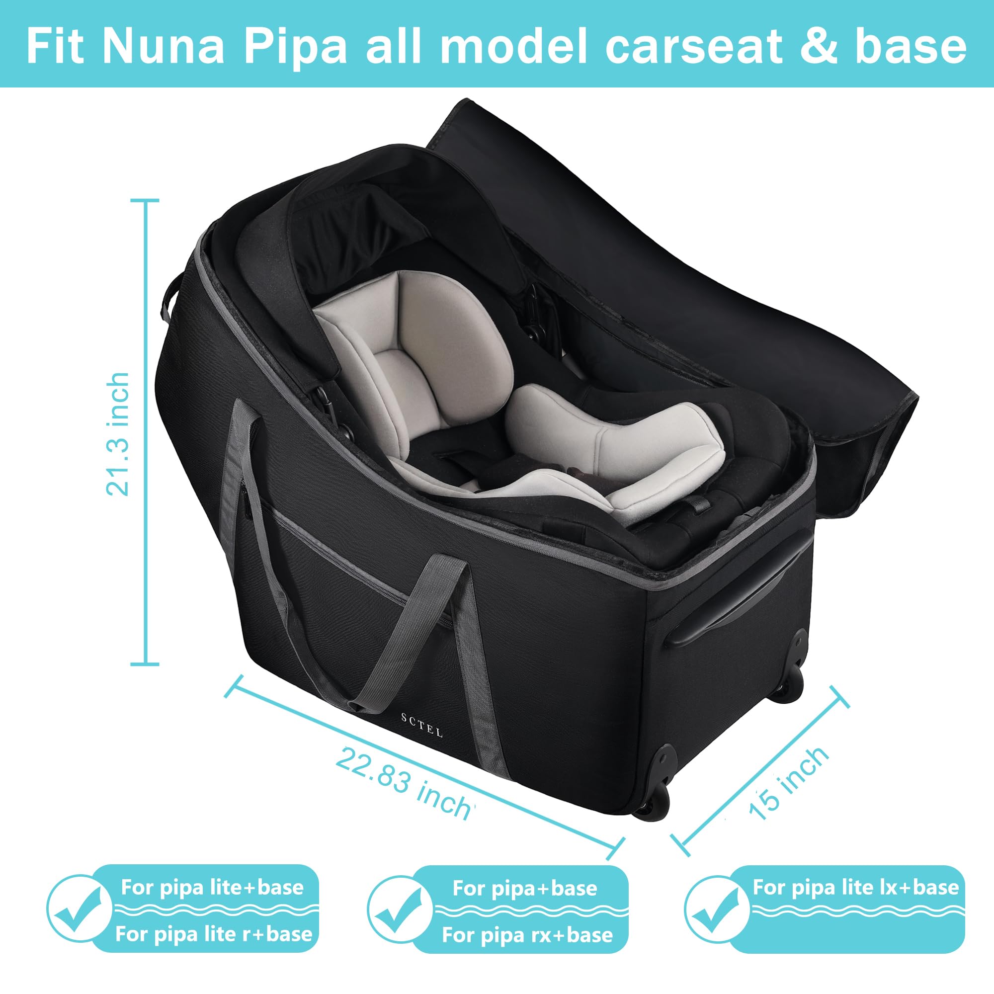 SCTEL Nuna Pipa base compatibility enables quick gate-check travel