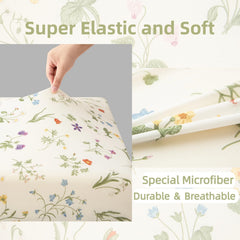 SDIII floral crib sheets closeup knit texture reveals breathable microfiber for baby comfort.