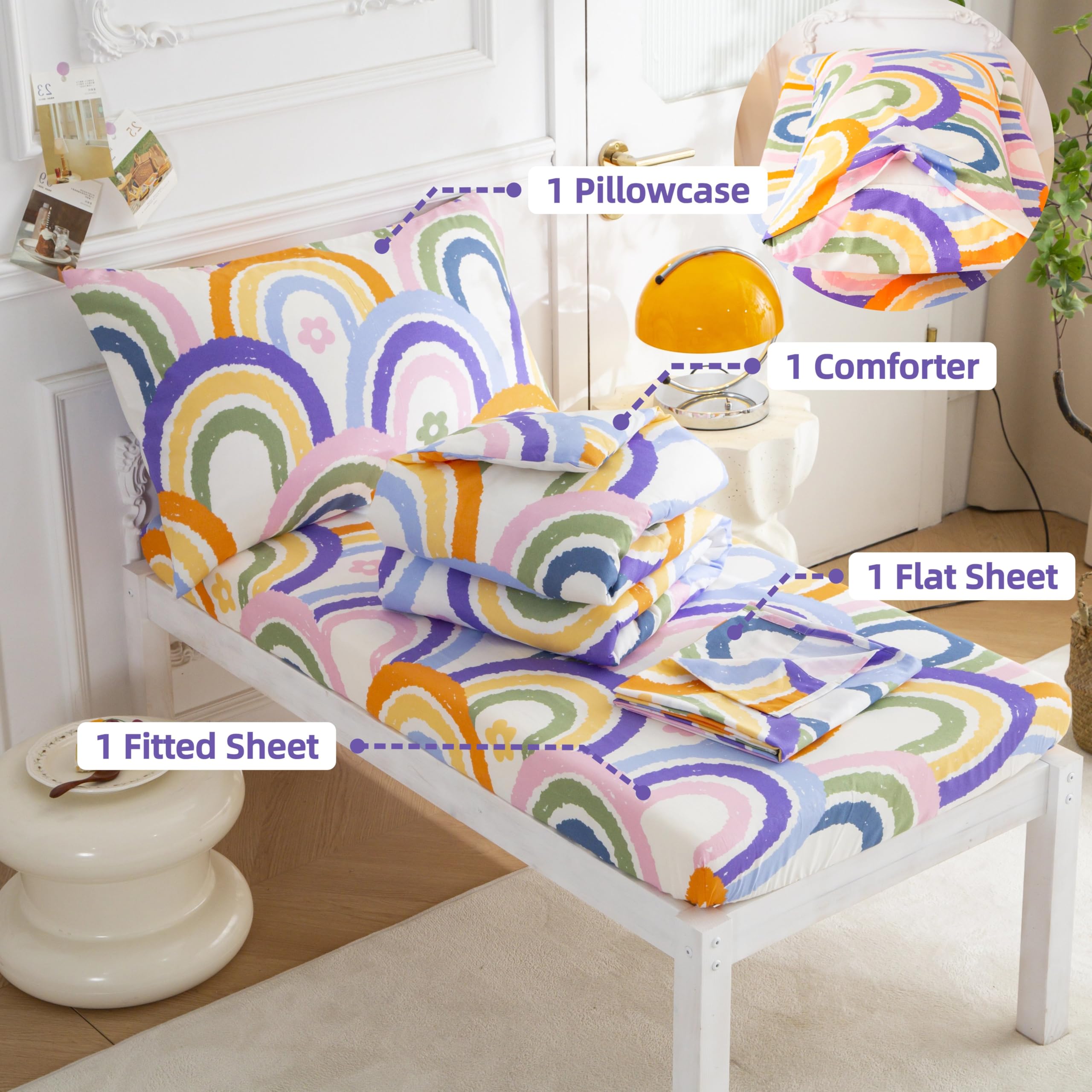 SDIII rainbow design — vibrant patterns brighten kids’ rooms.