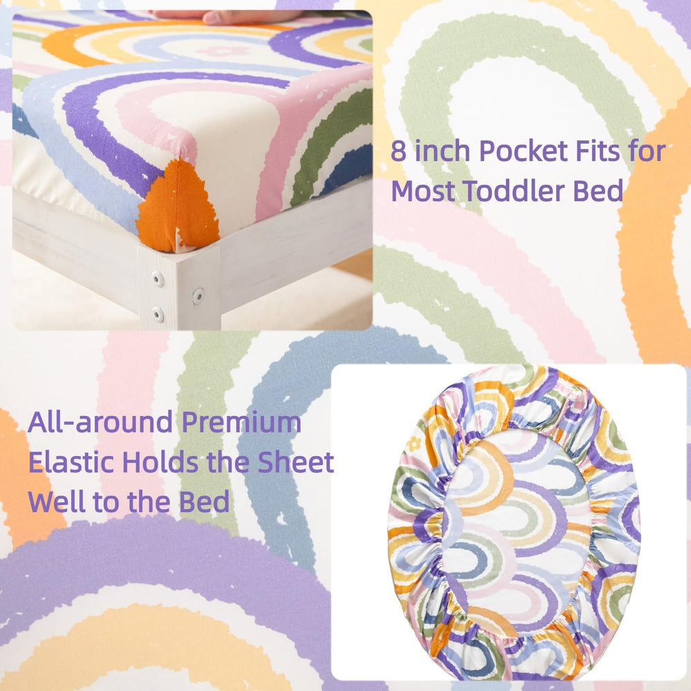 SDIII rainbow fitted sheet — deep pocket fits up to 8 inches.