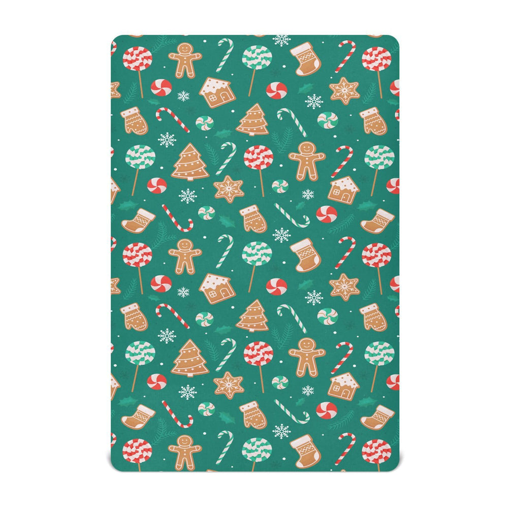 SDMKA Christmas Candy crib sheet close-up of soft microfiber for baby comfort