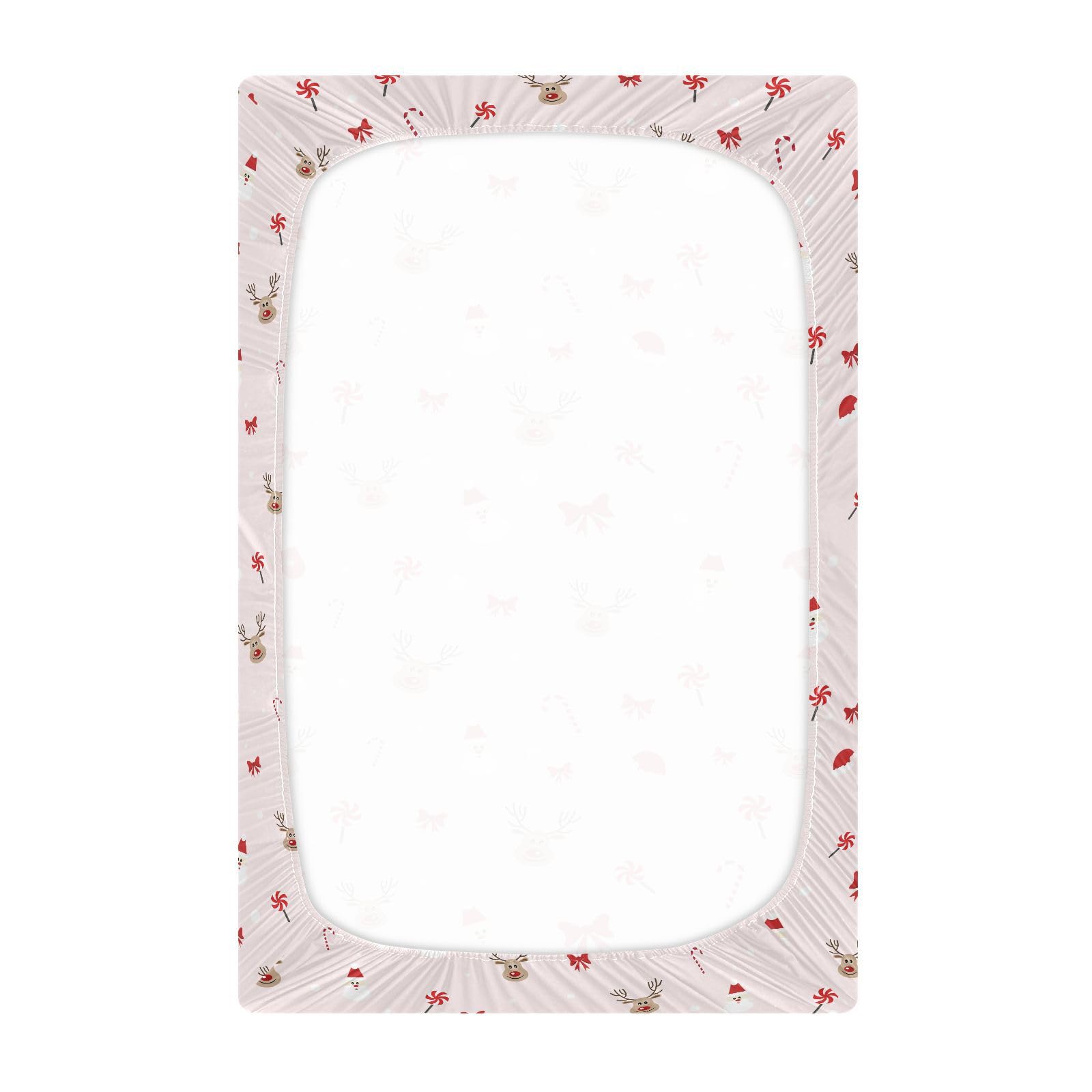SDMKA Christmas pattern crib sheet 52x28 elastic band fit ensures secure sleep.