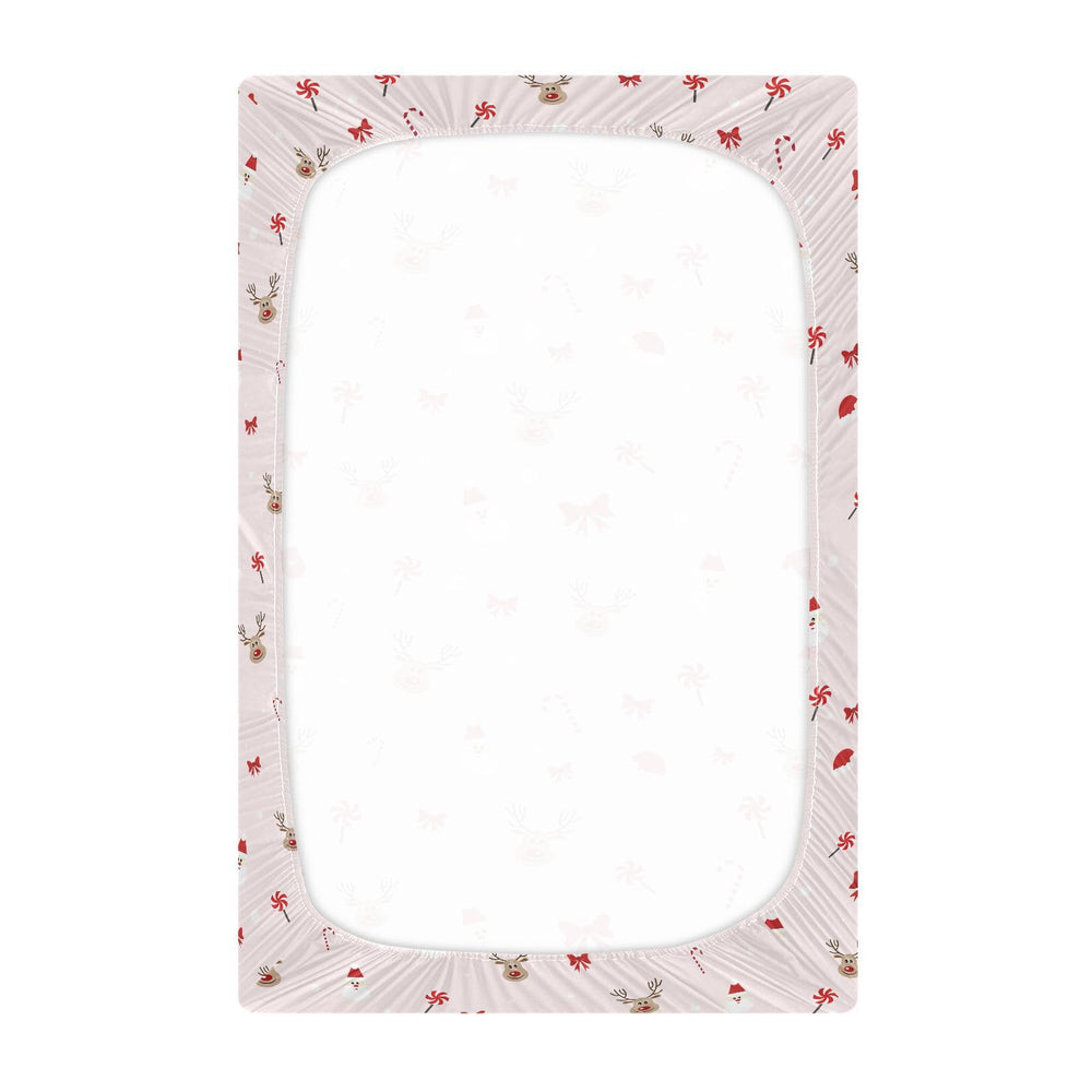 SDMKA Christmas pattern crib sheet 52x28 elastic band fit ensures secure sleep.