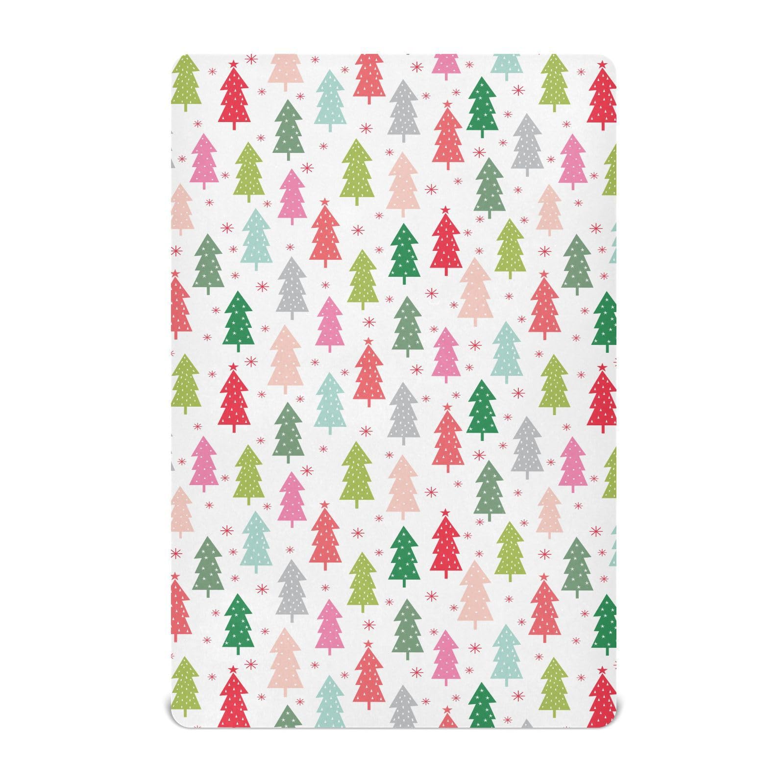SDMKA Christmas trees crib sheet mini-snug fit keeps playard mattresses smooth.