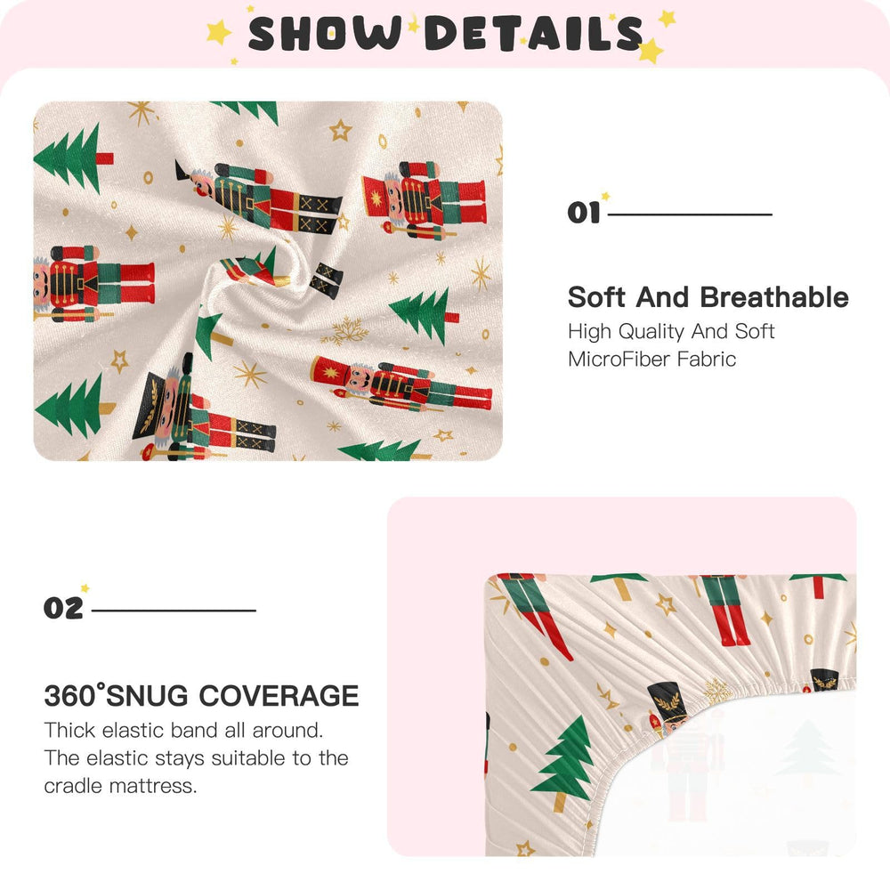 SDMKA Nutcracker crib sheet easy care design for busy parents