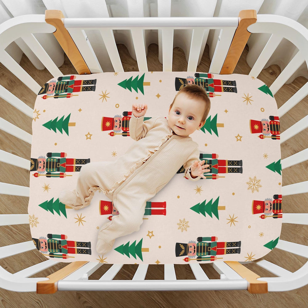SDMKA Nutcracker crib sheet travel-ready setup for on-the-go nurseries