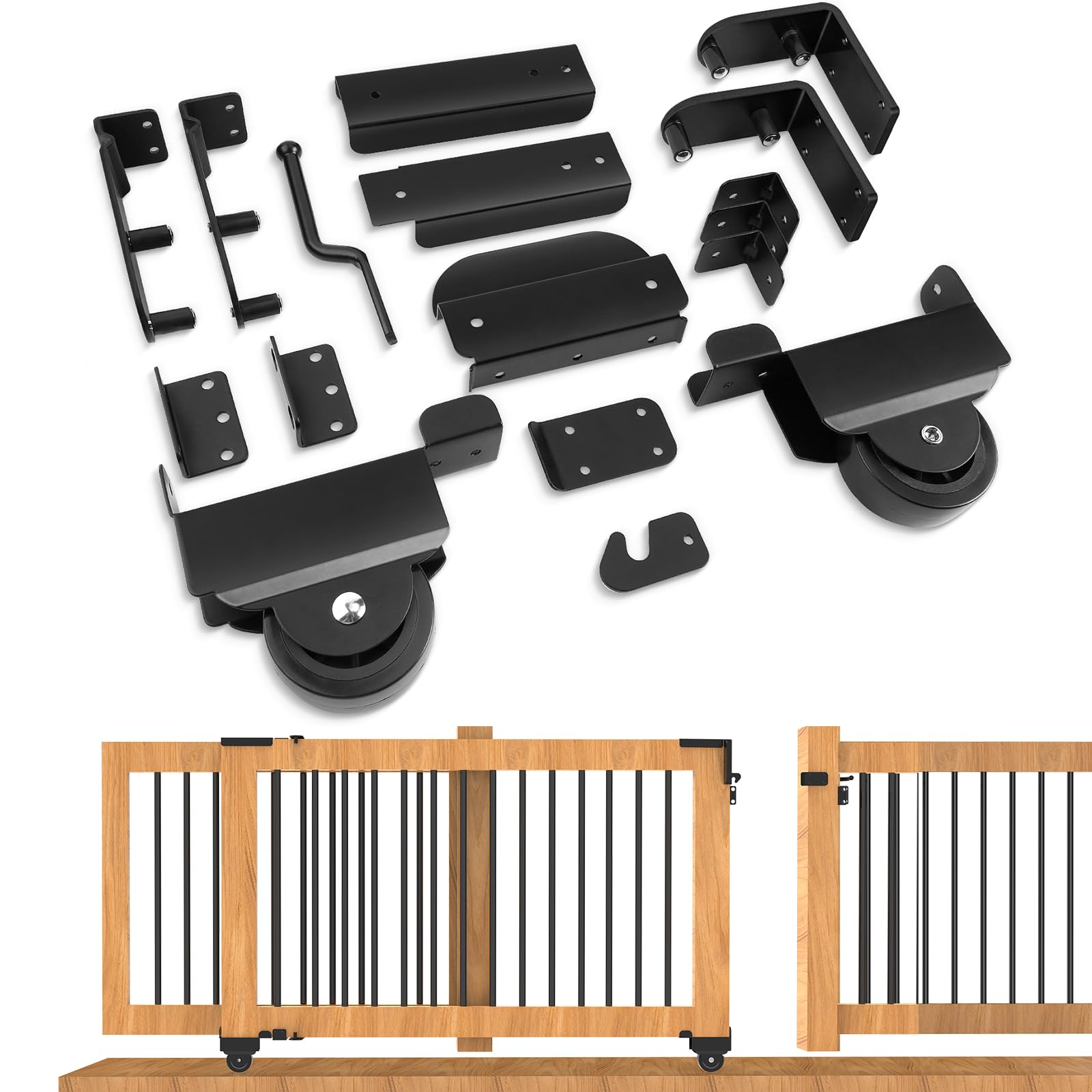 SDSNTE sliding gate kit unboxing shows sturdy components for easy home gate setup.
