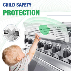 SDSNTE stove guard uses coated steel clamps for secure, tool-free installation