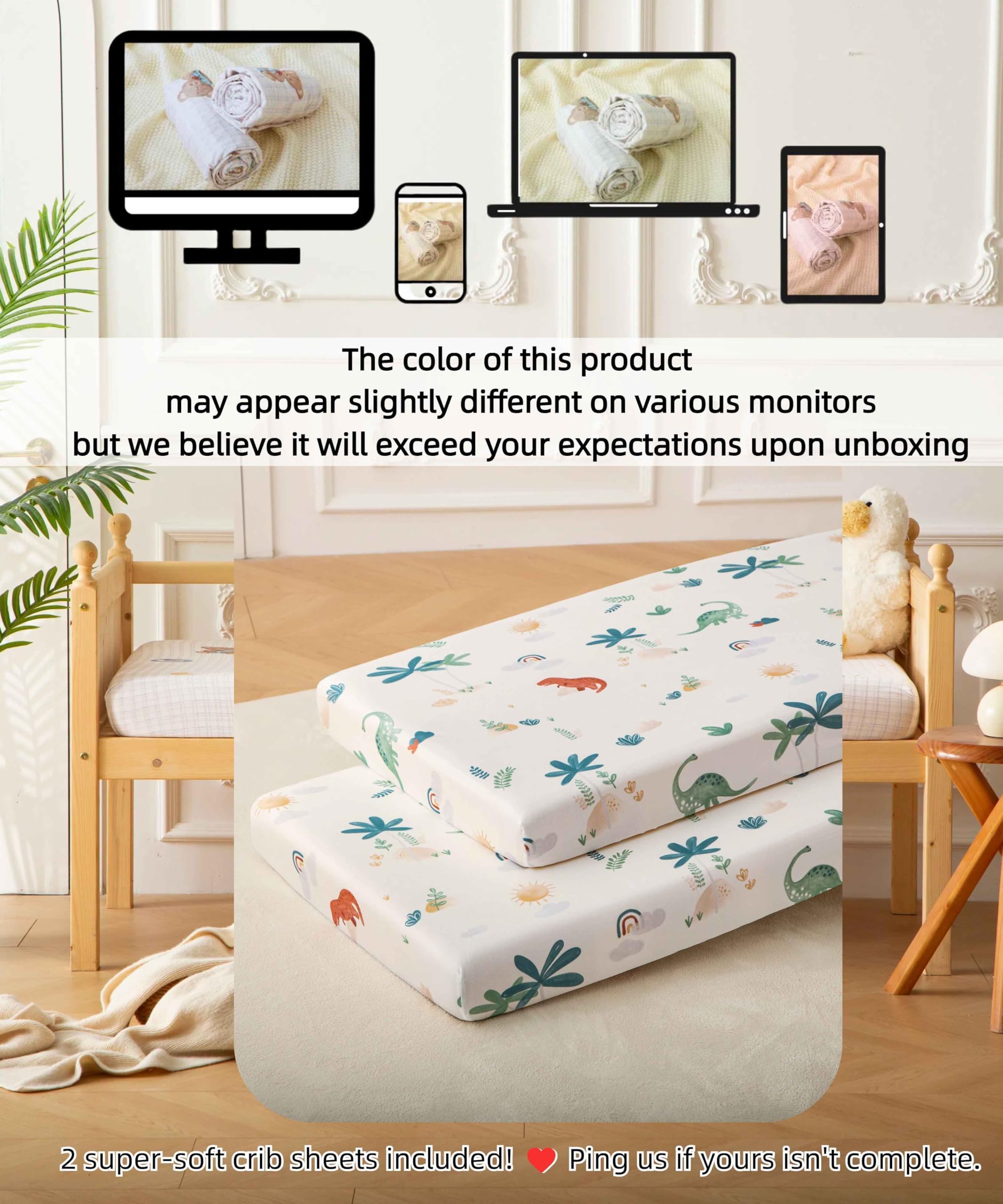SDY Jersey Dinosaur crib sheet 2-pack provides backup sheets