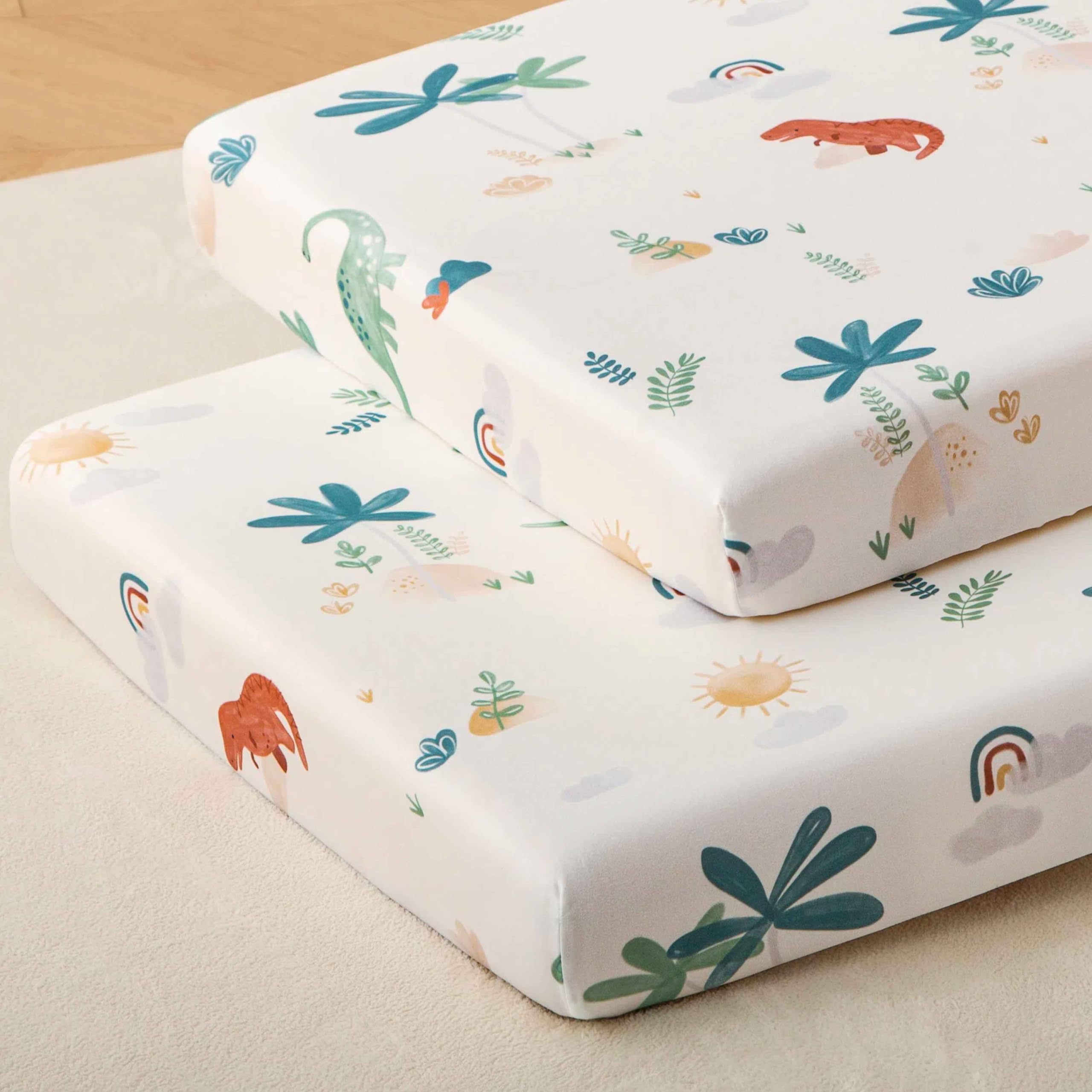 SDY Jersey Dinosaur crib sheet fitting a standard crib with 8-inch mattress