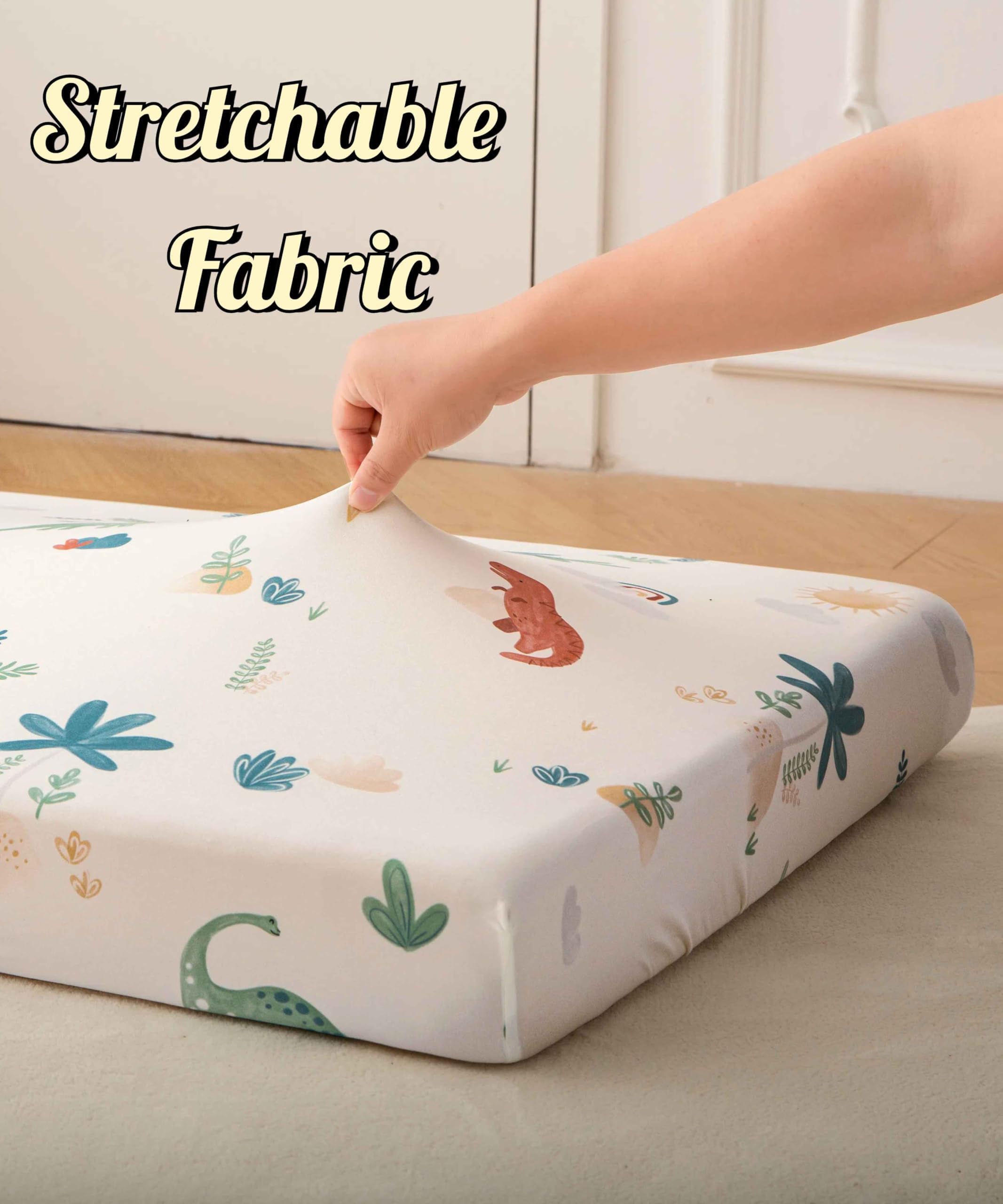 SDY Jersey Dinosaur crib sheet with elastic-fit securing mattress