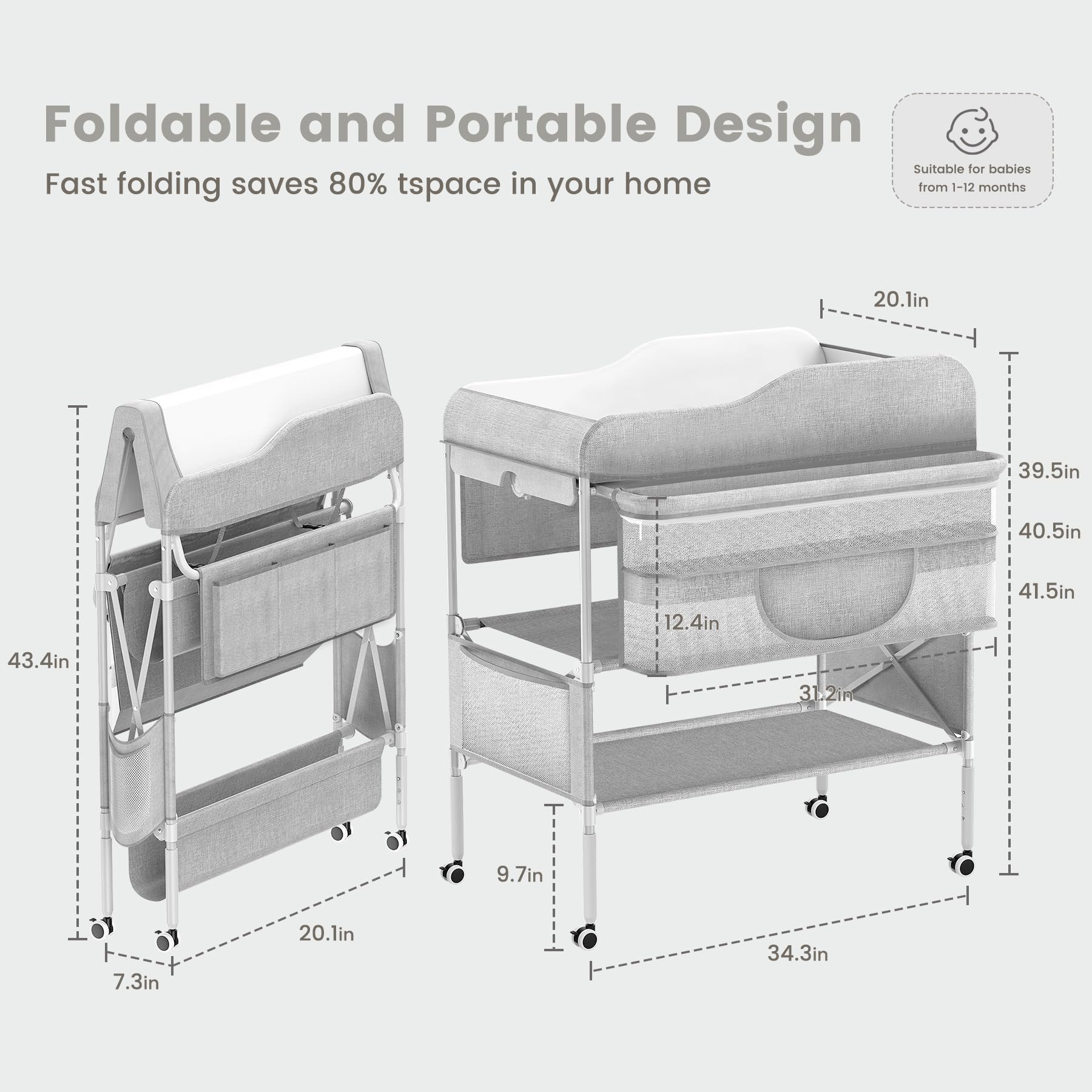 SEA PUNK changing table height adjustment supports comfortable caregiving at any height