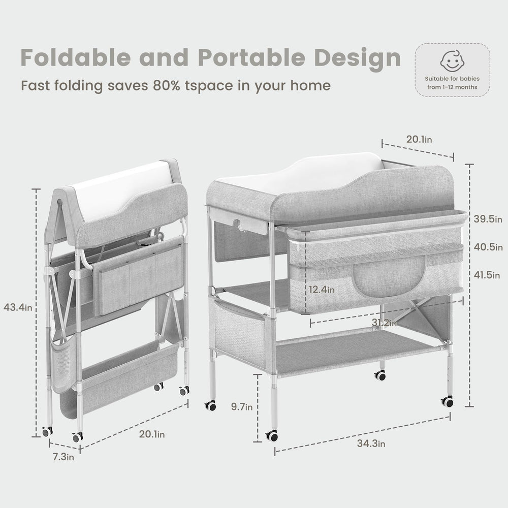 SEA PUNK changing table height adjustment supports comfortable caregiving at any height