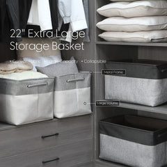 Sea Team 3-Pack ash-grey baskets side view reveal space-saving design.