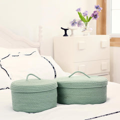 Sea Team oval basket with lid open top view highlighting roomy interior