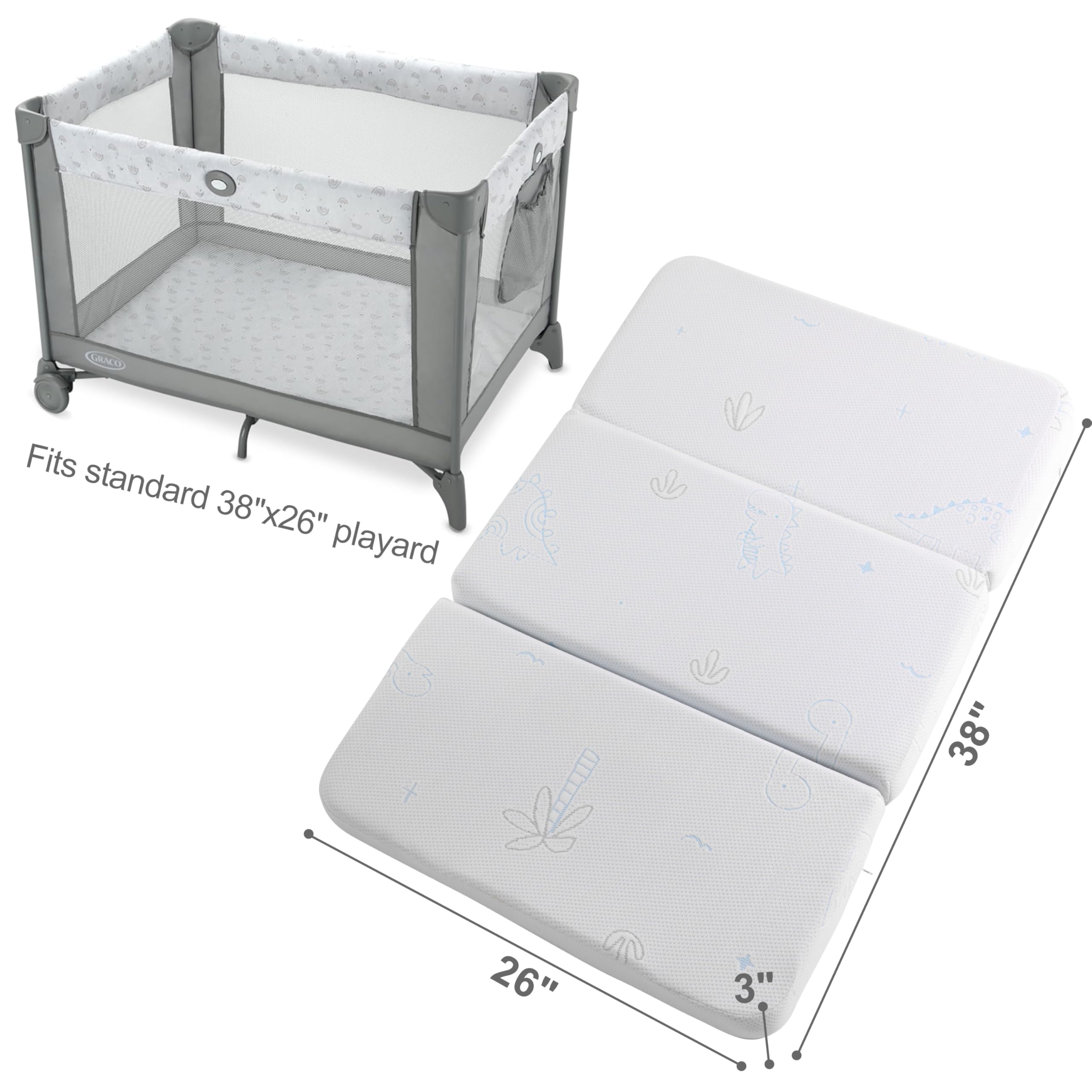 Seaaimea trifold crib mattress with removable cover for easy washing and maintenance.