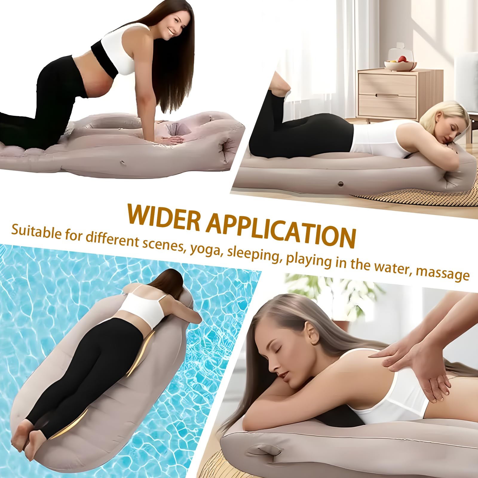 SEARART inflatable maternity airbed with belly hole for versatile sleeping positions.