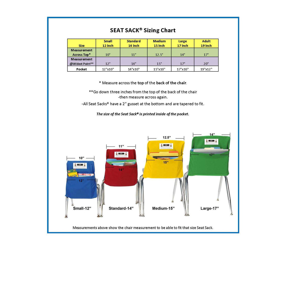 Seat Sack classroom-setup image shows organized seating for quick access to materials and reduced clutter.