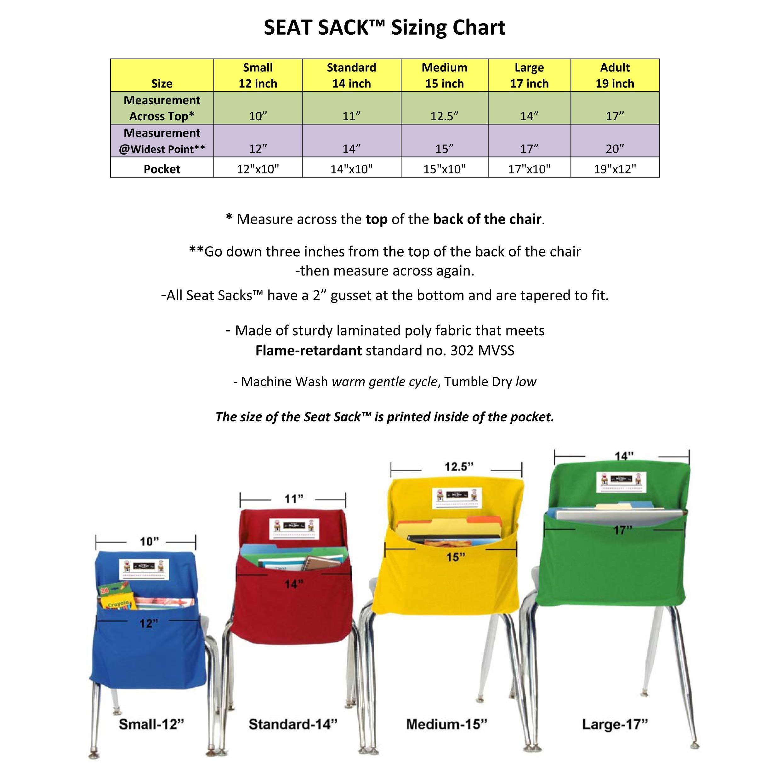 Seat Sack installed on chair demonstrates sturdy storage without interfering with seating.