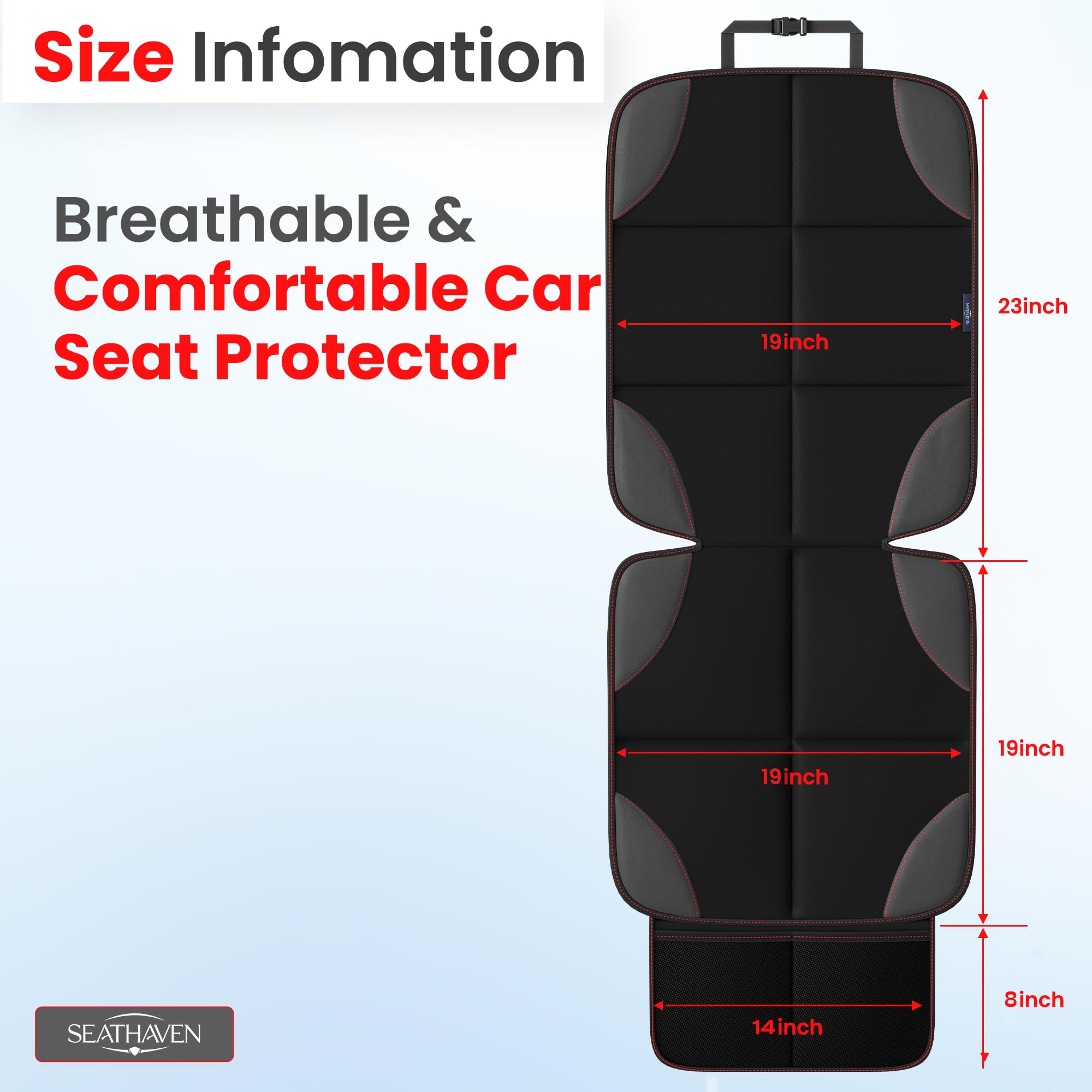 SEATHAVEN car seat protector with non-slip-back prevents shifting for a smoother drive