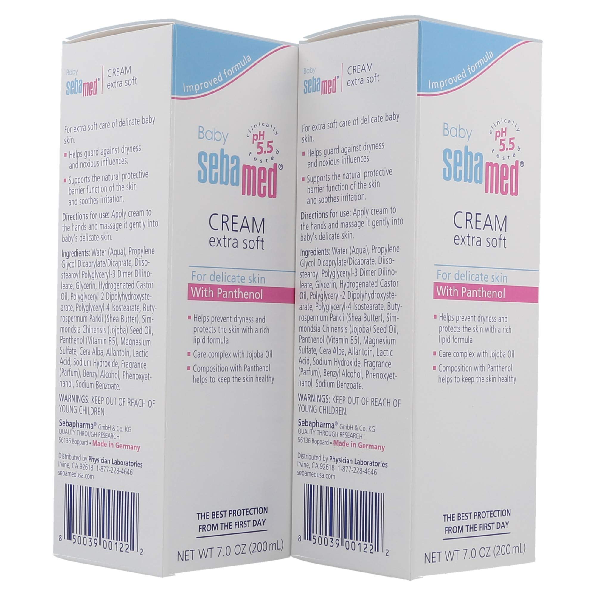SEBAMED Baby Cream Extra Soft 2-pack display emphasizes value and consistent care.