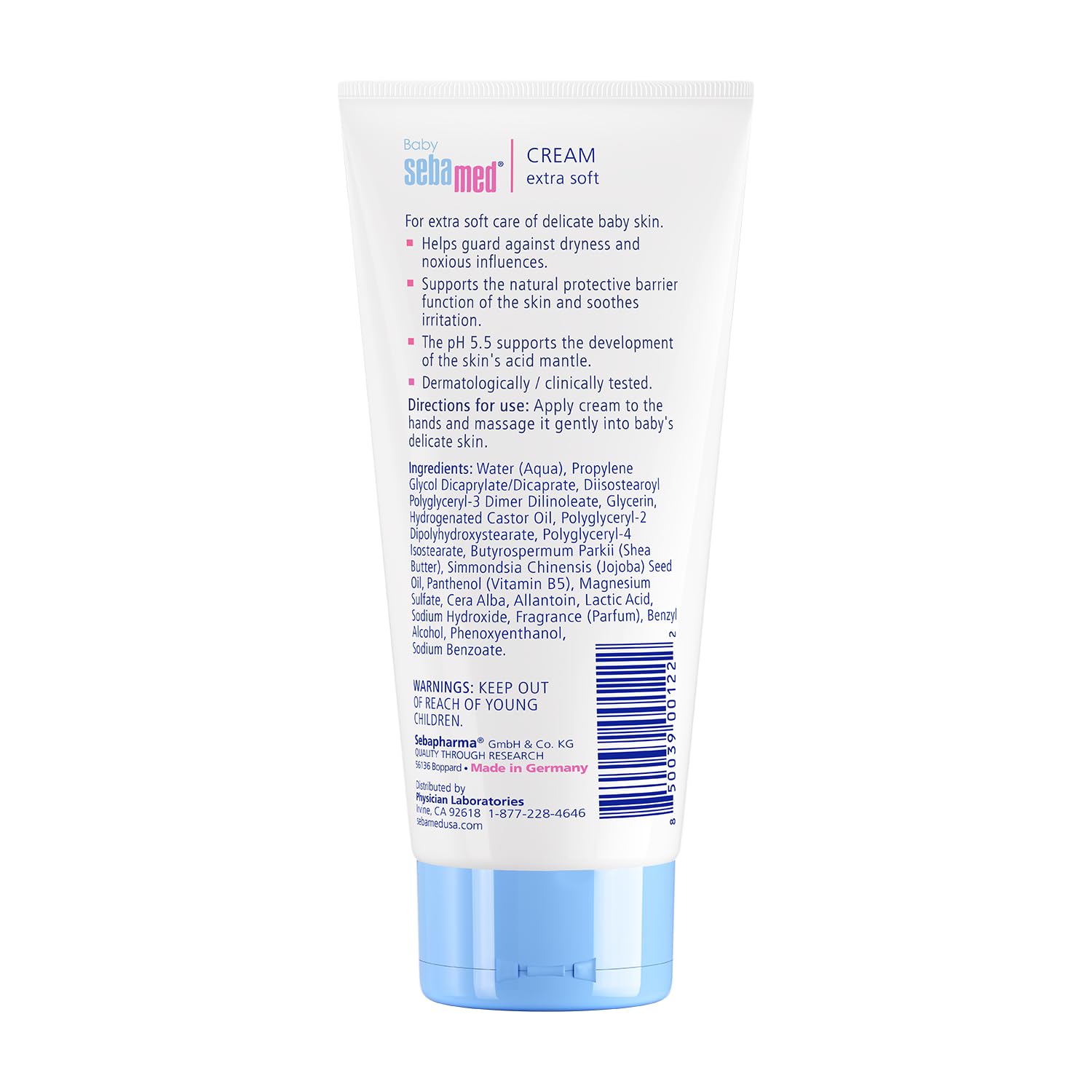 SEBAMED Baby Cream Extra Soft texture closeup highlights rich lipids for moisturizing