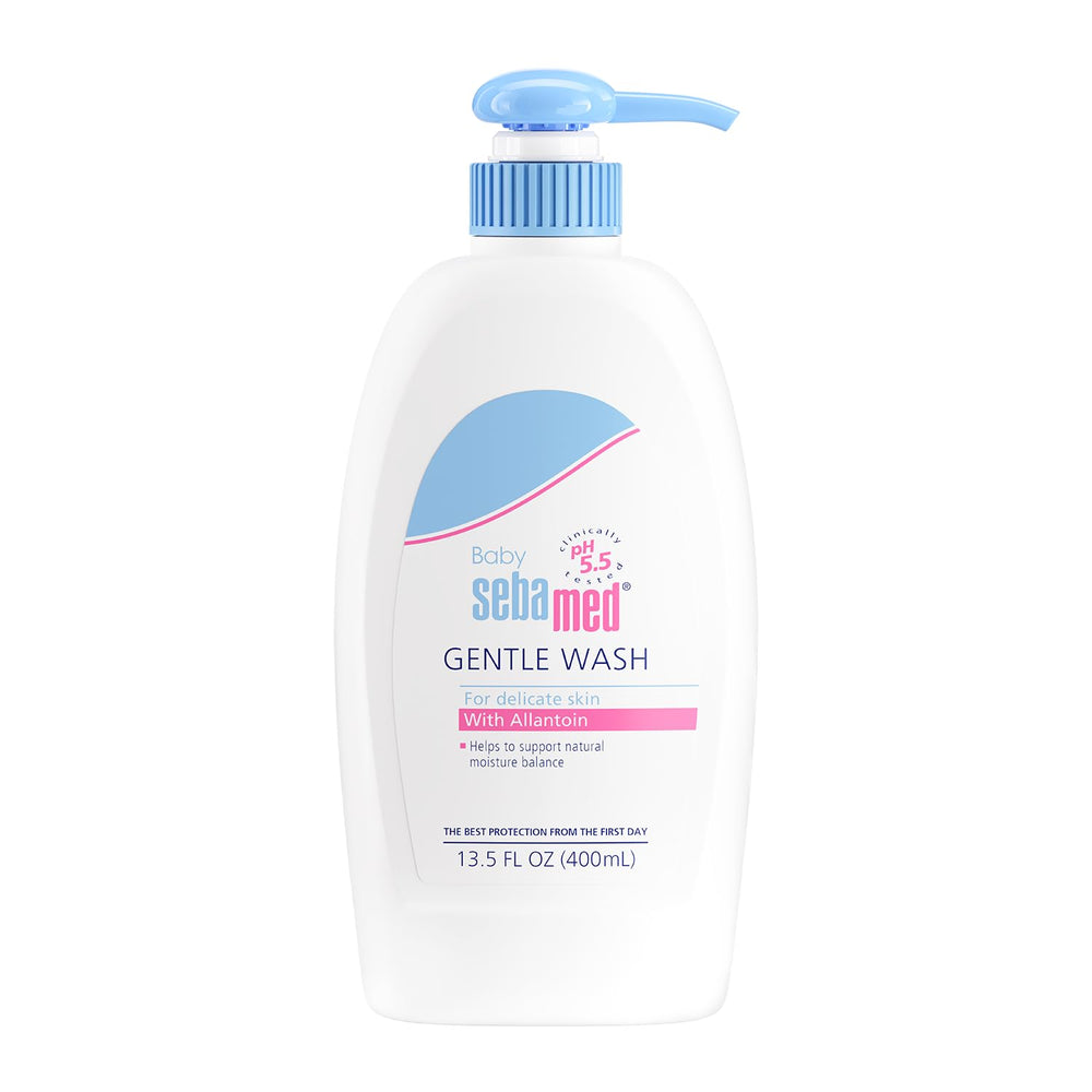 Sebamed Baby Gentle Wash bottle—gentle, pH-balanced cleansing for delicate skin.