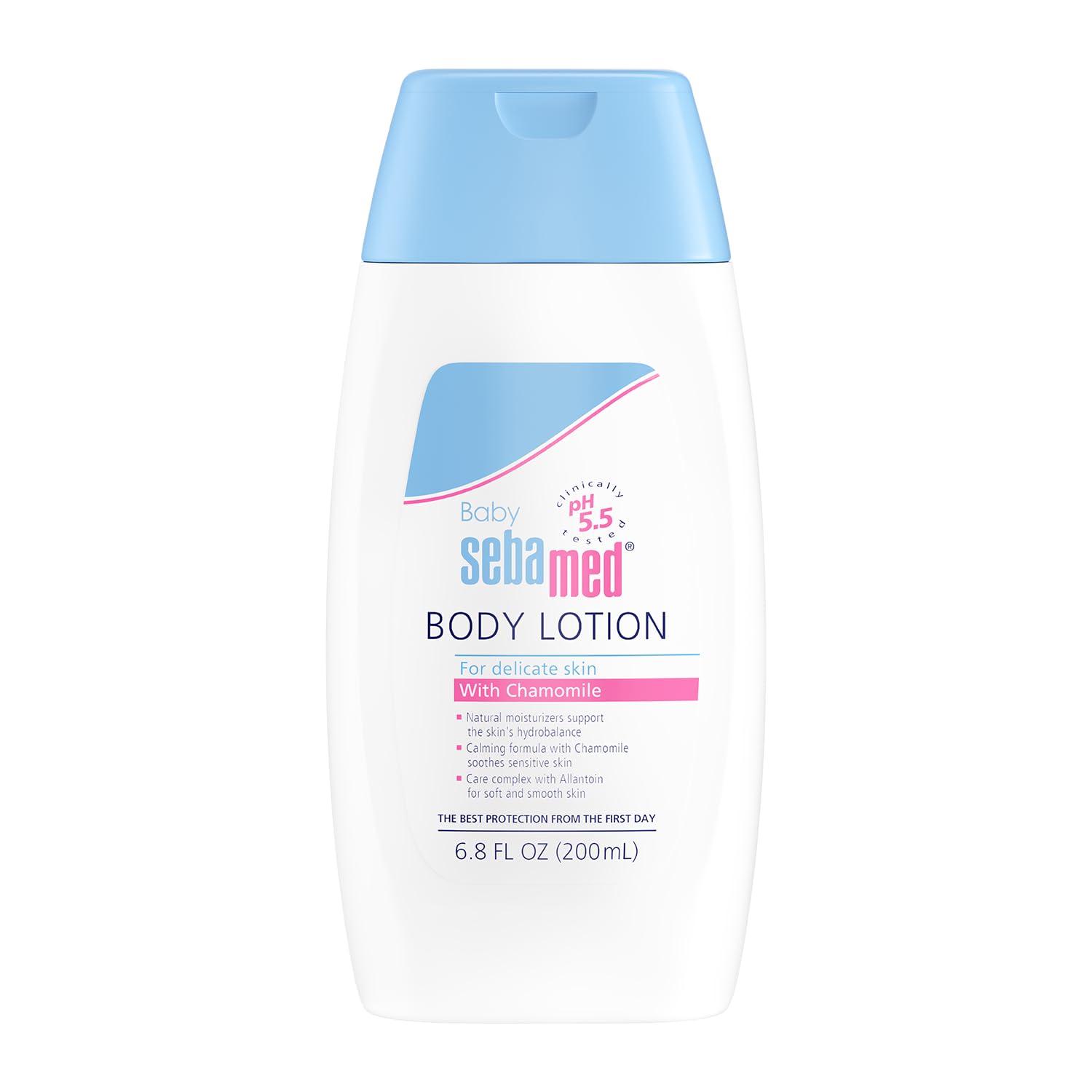 Sebamed Baby Lotion front view bottle for gentle daily moisture.