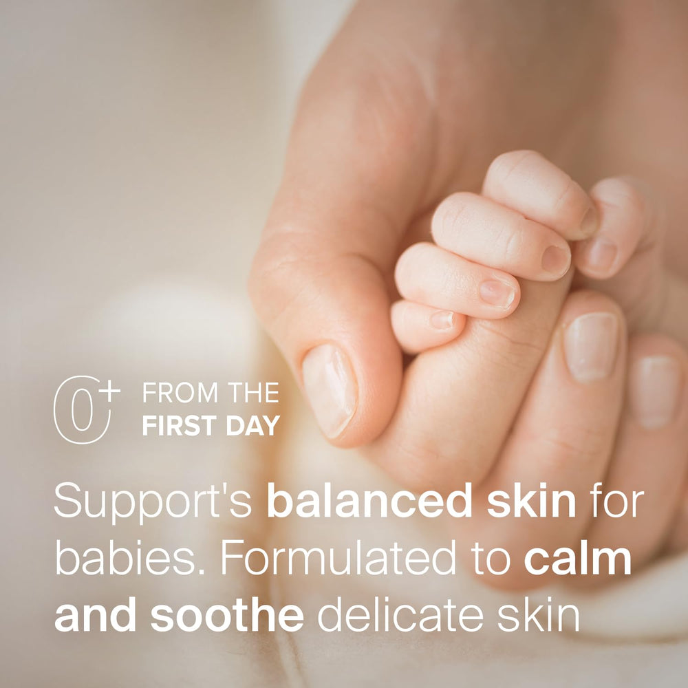 SEBAMED Baby Lotion bottle shows pH 5.5 balance label for sensitive skin.