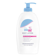 SEBAMED Baby Lotion bottle with pump enables easy daily moisturization.