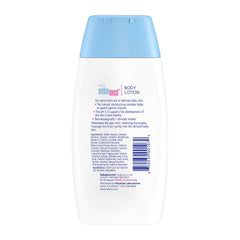 Sebamed Baby Lotion texture closeup showing light, fast-absorbing moisturizer.