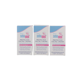 SEBAMED Baby Protective Facial Cream texture closeup highlights smooth, mild emollients for sensitive skin.