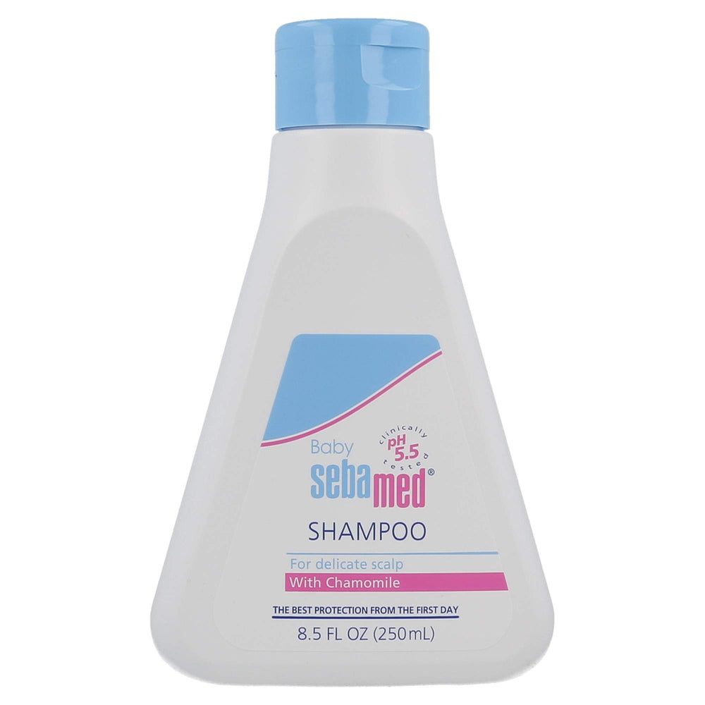 SEBAMED Baby Shampoo bottle shows gentle cleansing for delicate baby hair and scalp