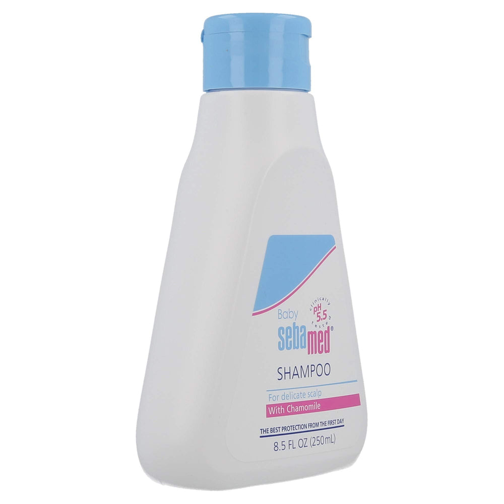SEBAMED Baby Shampoo label closeup highlights no tears formula and hypoallergenic claims