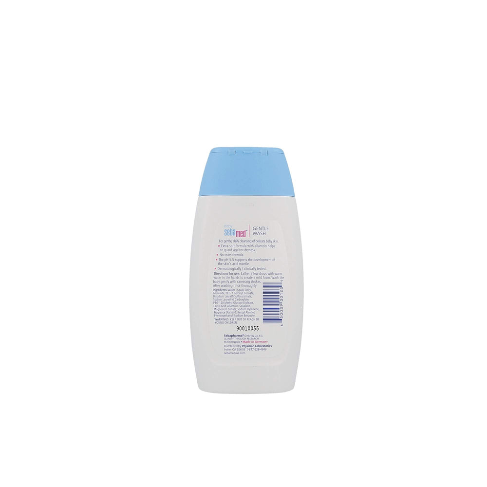 Sebamed Baby Wash Extra Soft close-up on baby skin, highlighting soothing moisture.