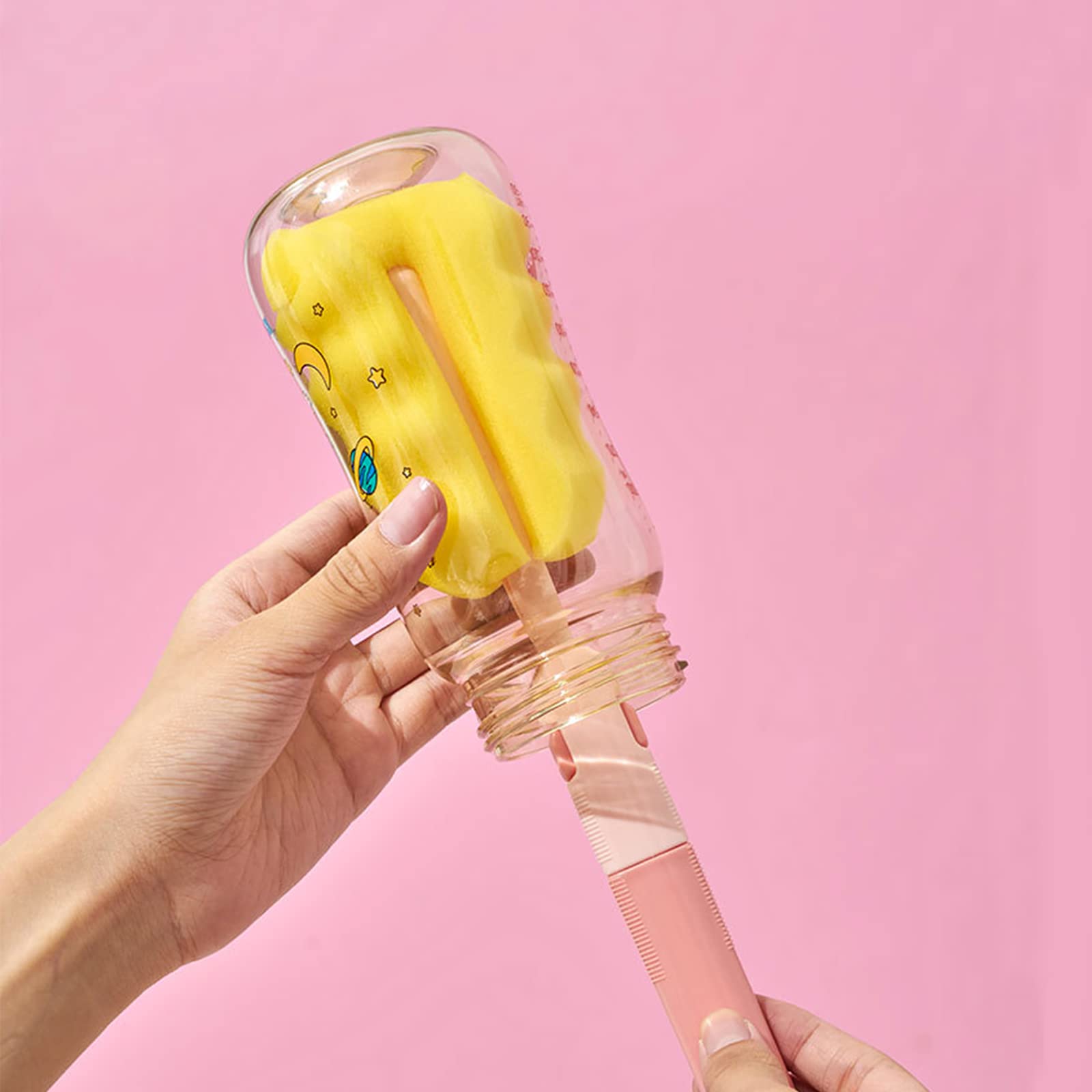 Sebikam soft-sponge brush protects bottle interiors while lifting stubborn residue