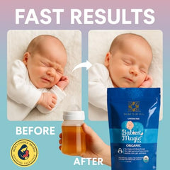 Secrets of Tea USDA Organic label highlights safe, natural ingredients for infant comfort.