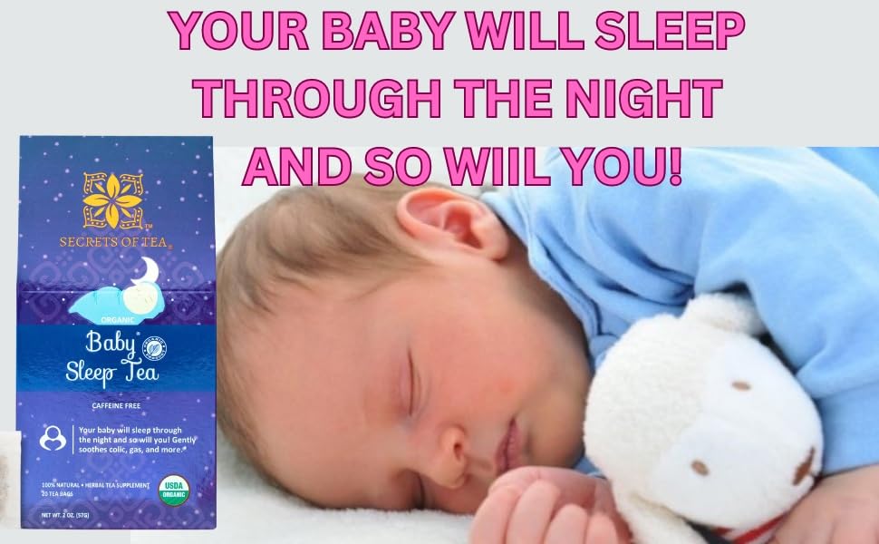 Secrets Of Tea Baby Sleep Tea preparation scene emphasizes baby-safe steps for parents.