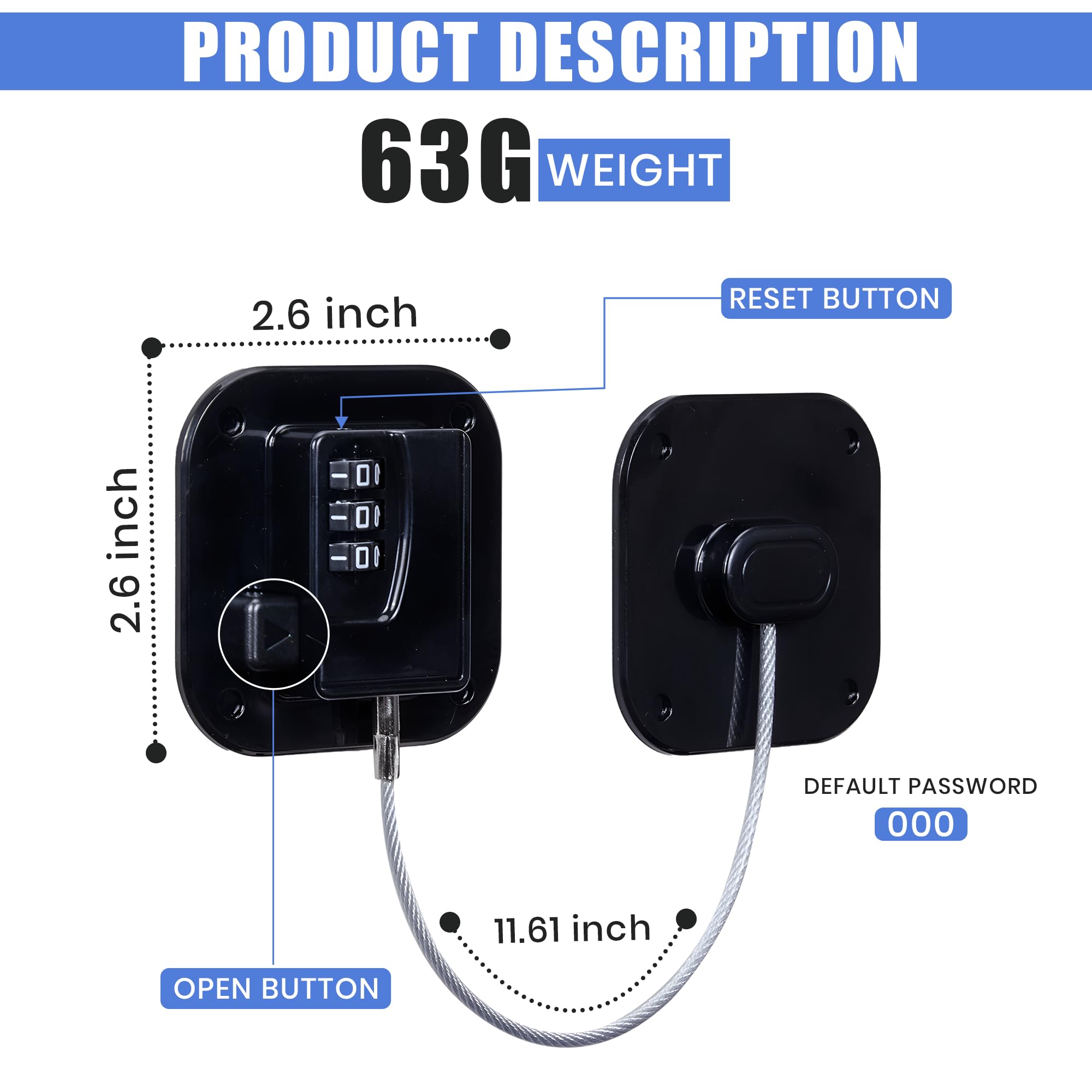 SECUIX fridge lock 3-digit combo close-up shows easy code changes for safer storage.