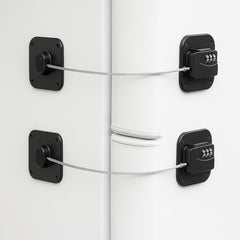 SECUIX fridge lock adhesive-back install demonstrates tool-free setup for secure cabinets.