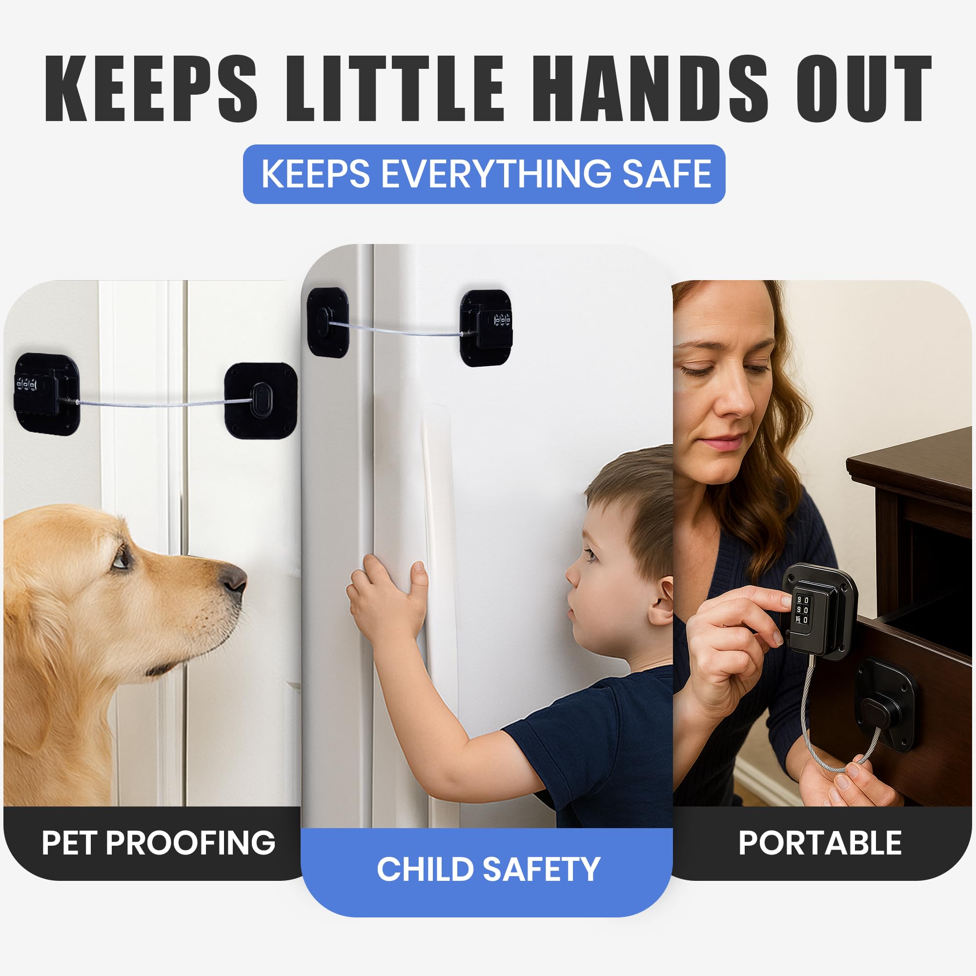 SECUIX fridge lock 3-digit dial close-up highlights memory-safe reset option.