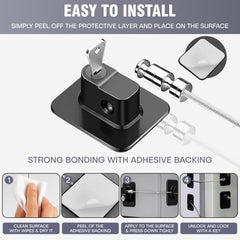 SECUIX adhesive-backed cabinet lock – damage-free mounting on smooth surfaces