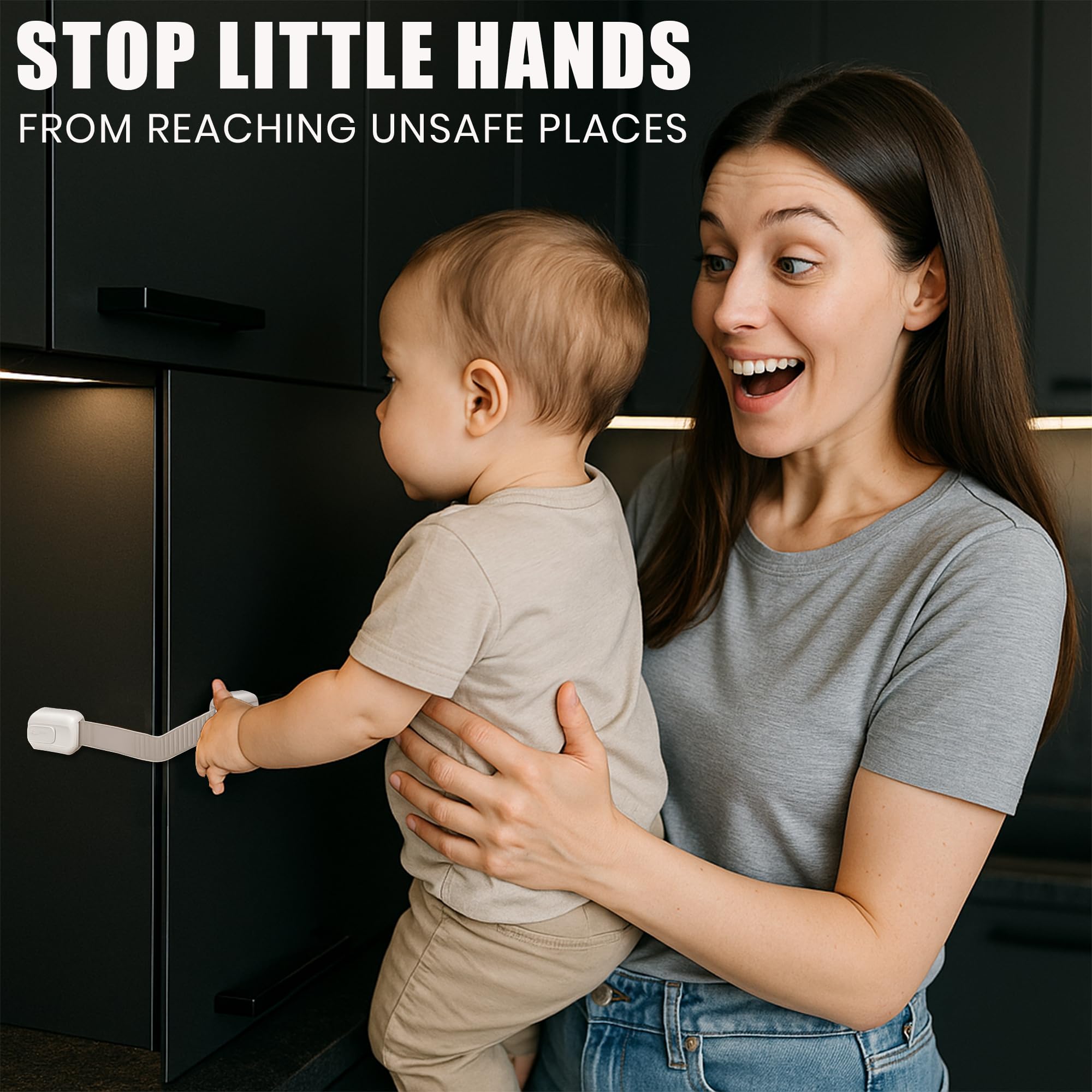 SECUIX lock in action on a drawer; child safety.